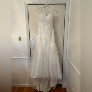 David’s Bridal Satin with tulle overlay strapless corset wedding dress